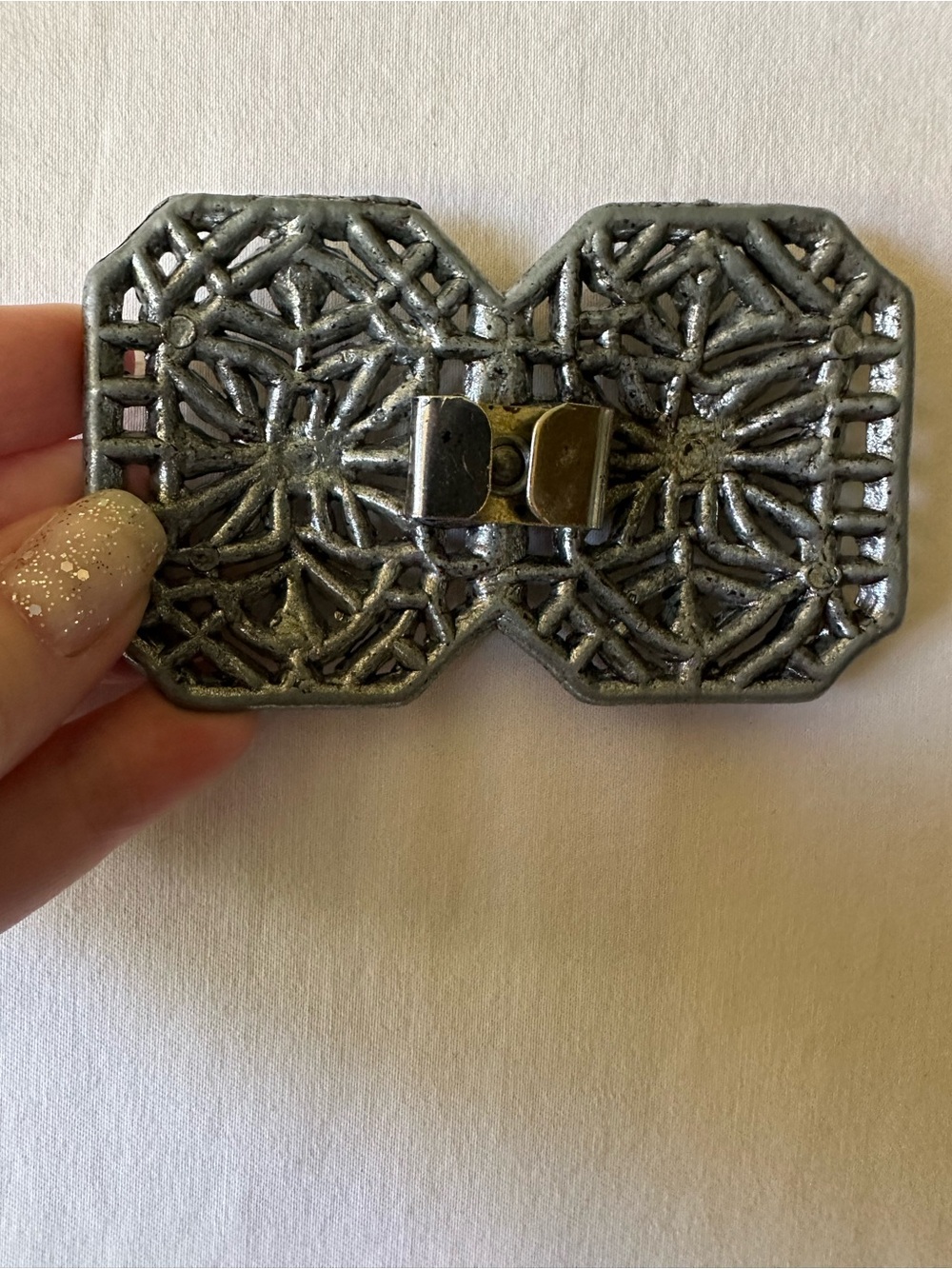 Vintage Filigree Art Deco Arabesque Belt Buckle and Black Stretch Belt - Picture 5 of 6
